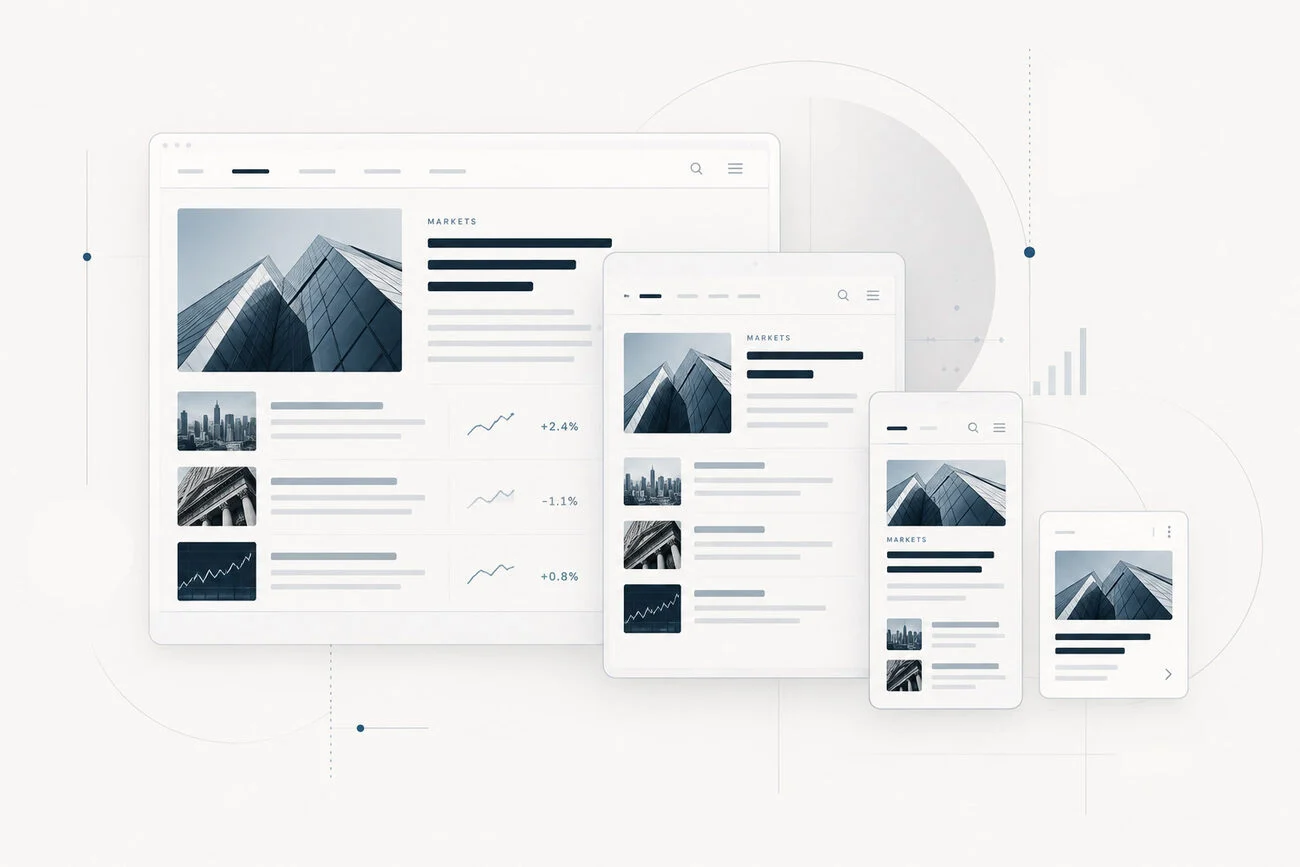 The news module across desktop, tablet and phone