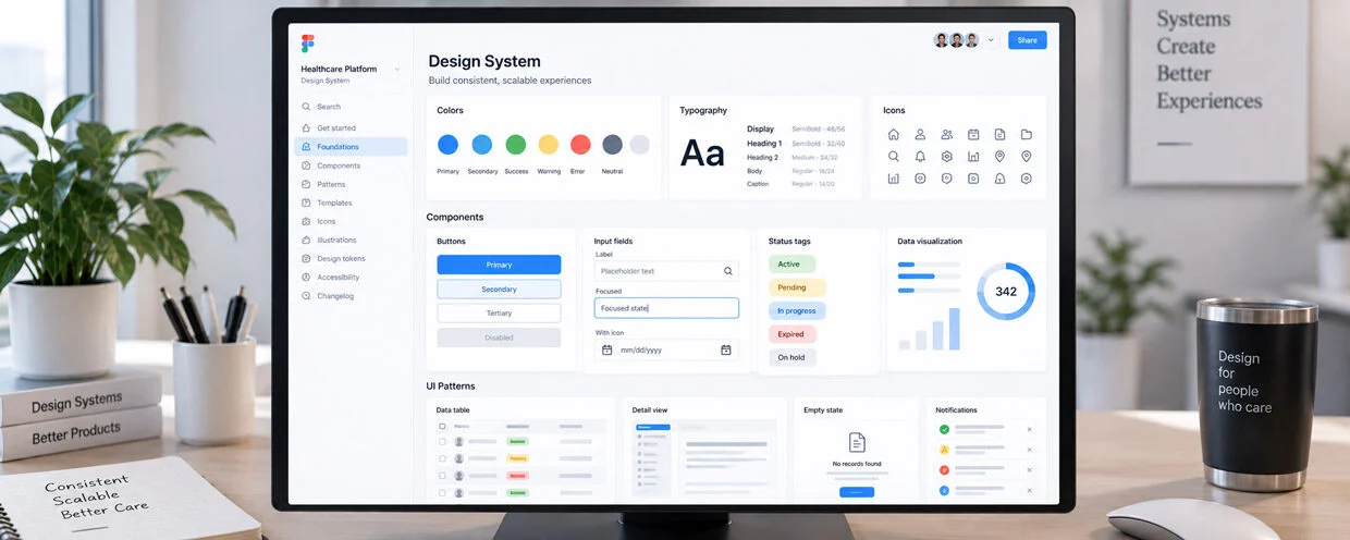 The design system documenting the grid patterns